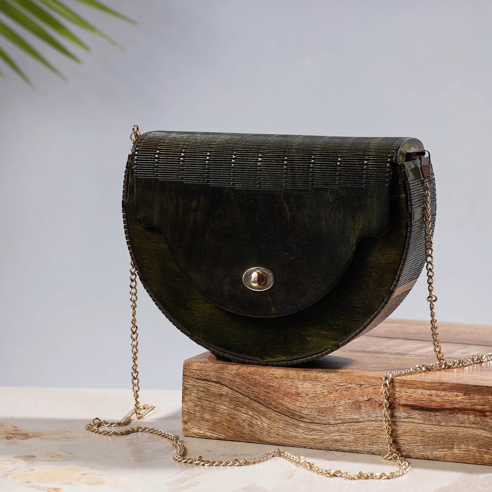 Black - Handcrafted Birch Wooden Sling Bag