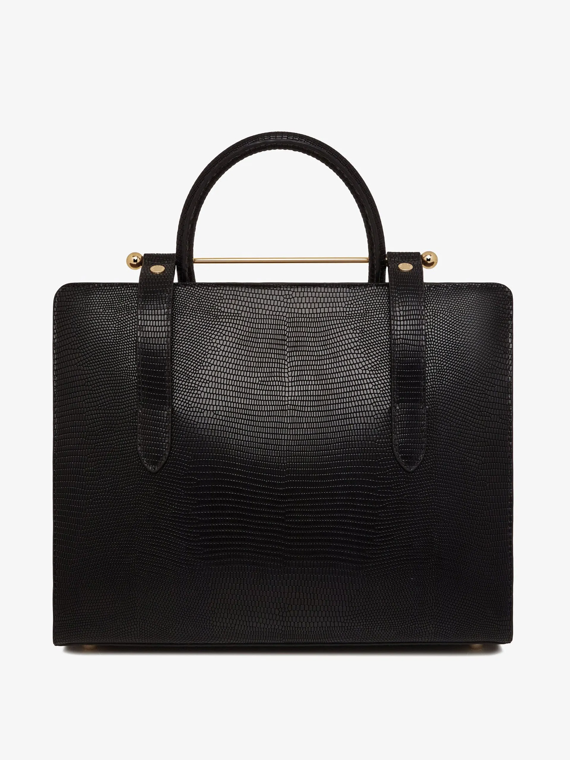 Black lizard-embossed leather The Strathberry midi tote