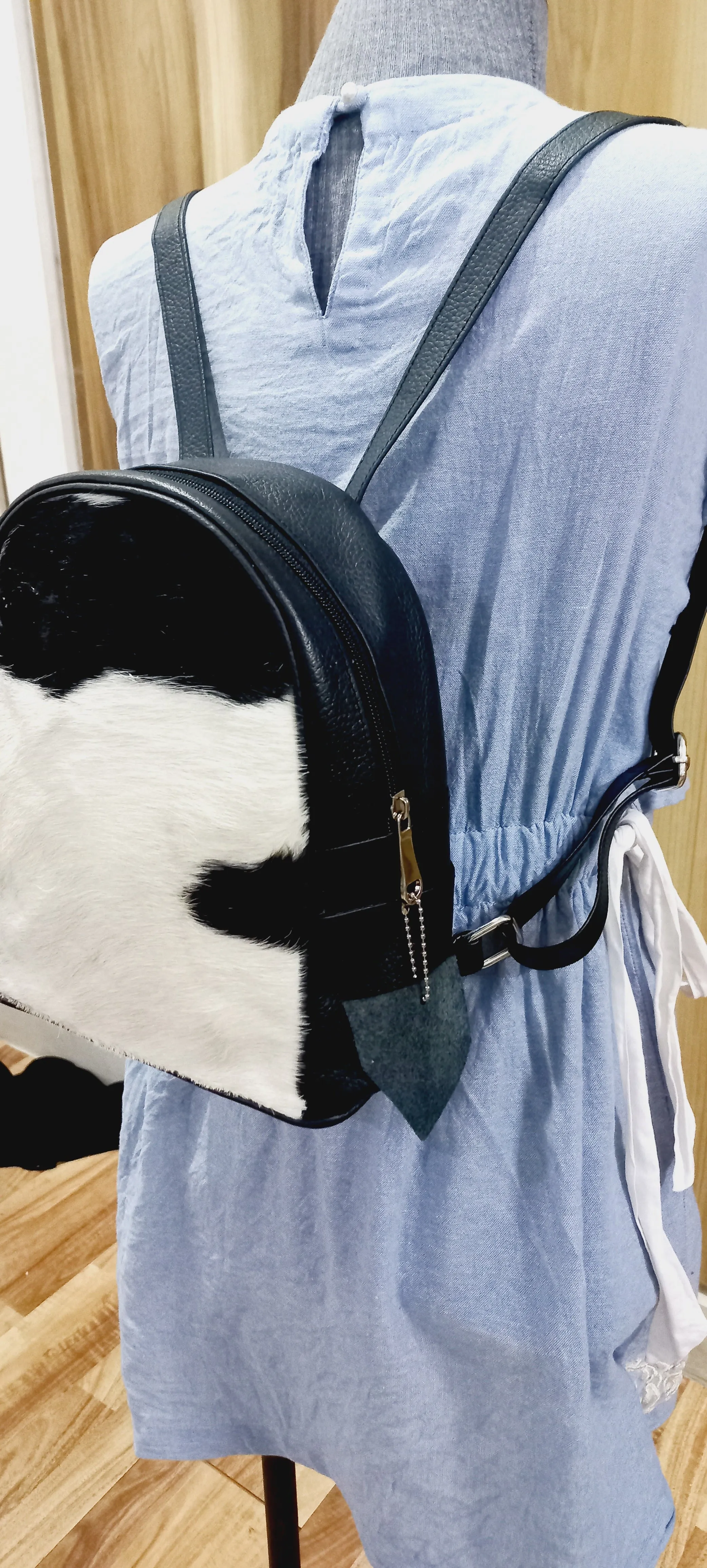 Black mini Backpack women | Cowhide backpack Girls | Teens