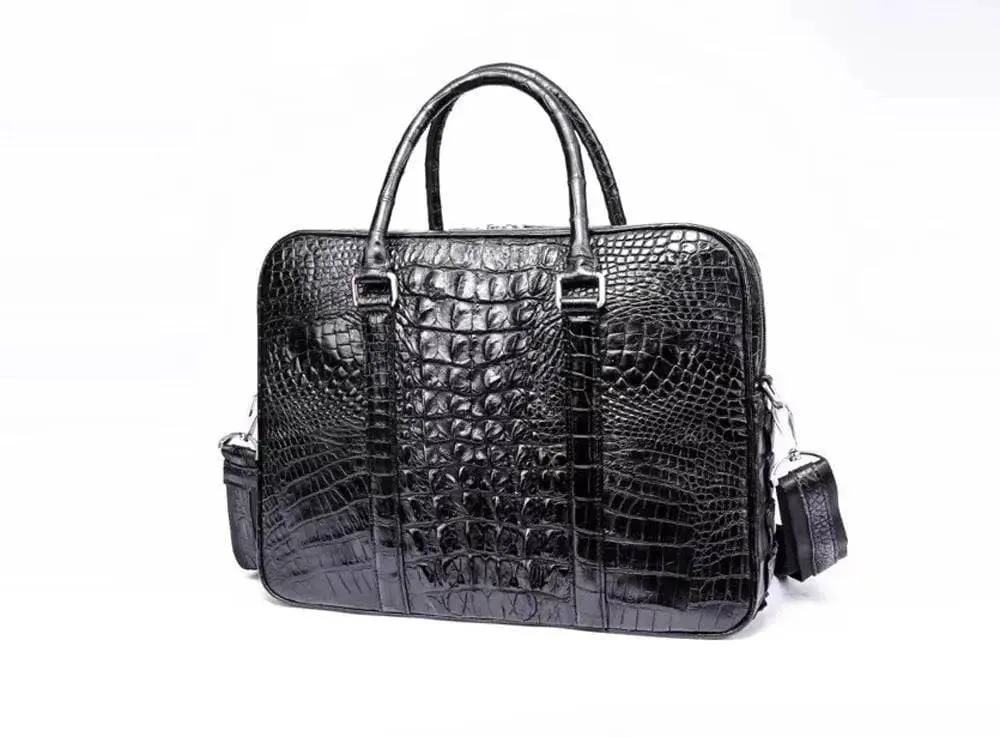 Black Travel Lap top Briefcase Genuine Crocodile Leather