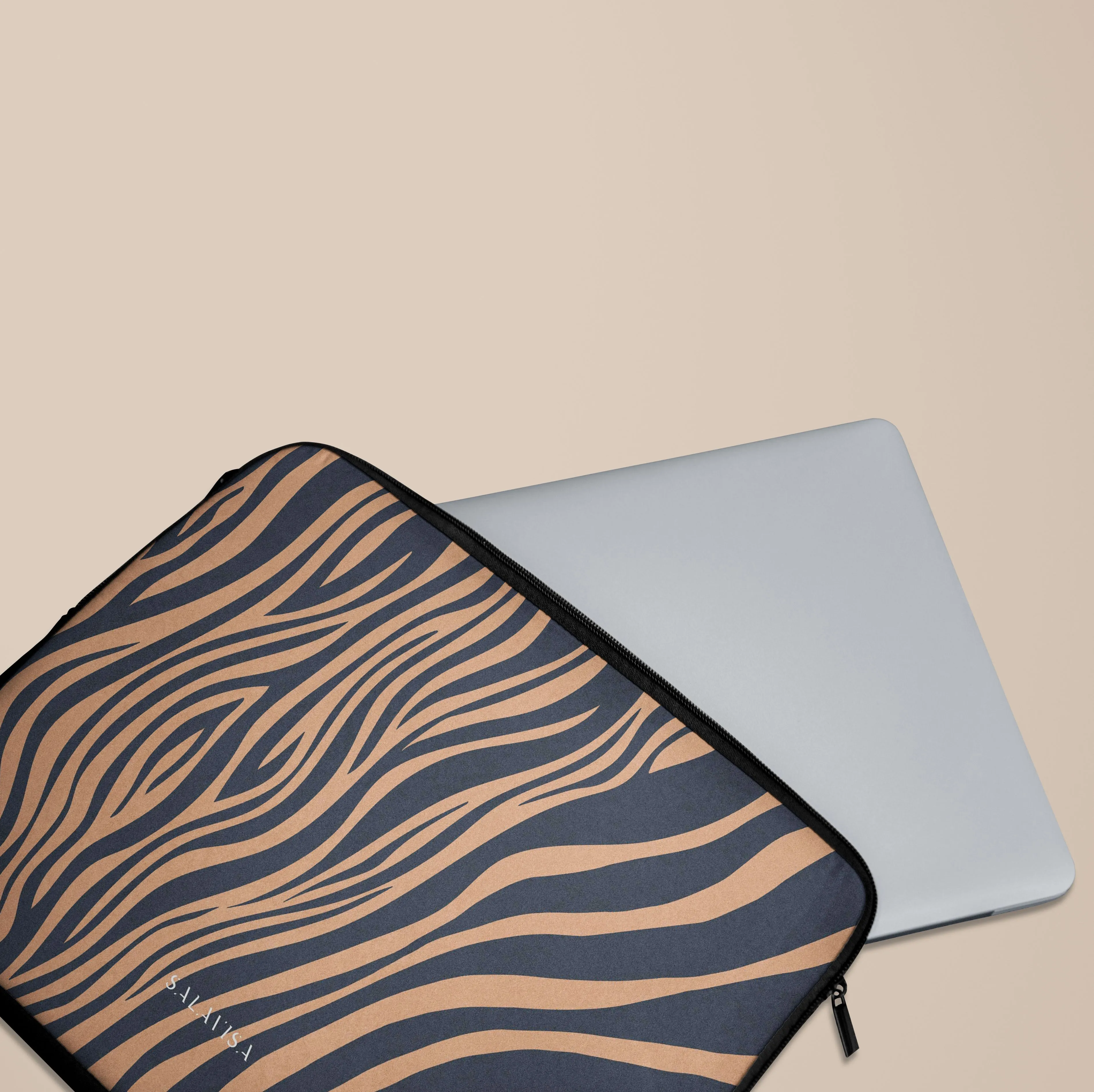 Blue Copper Zebra Laptop Sleeve