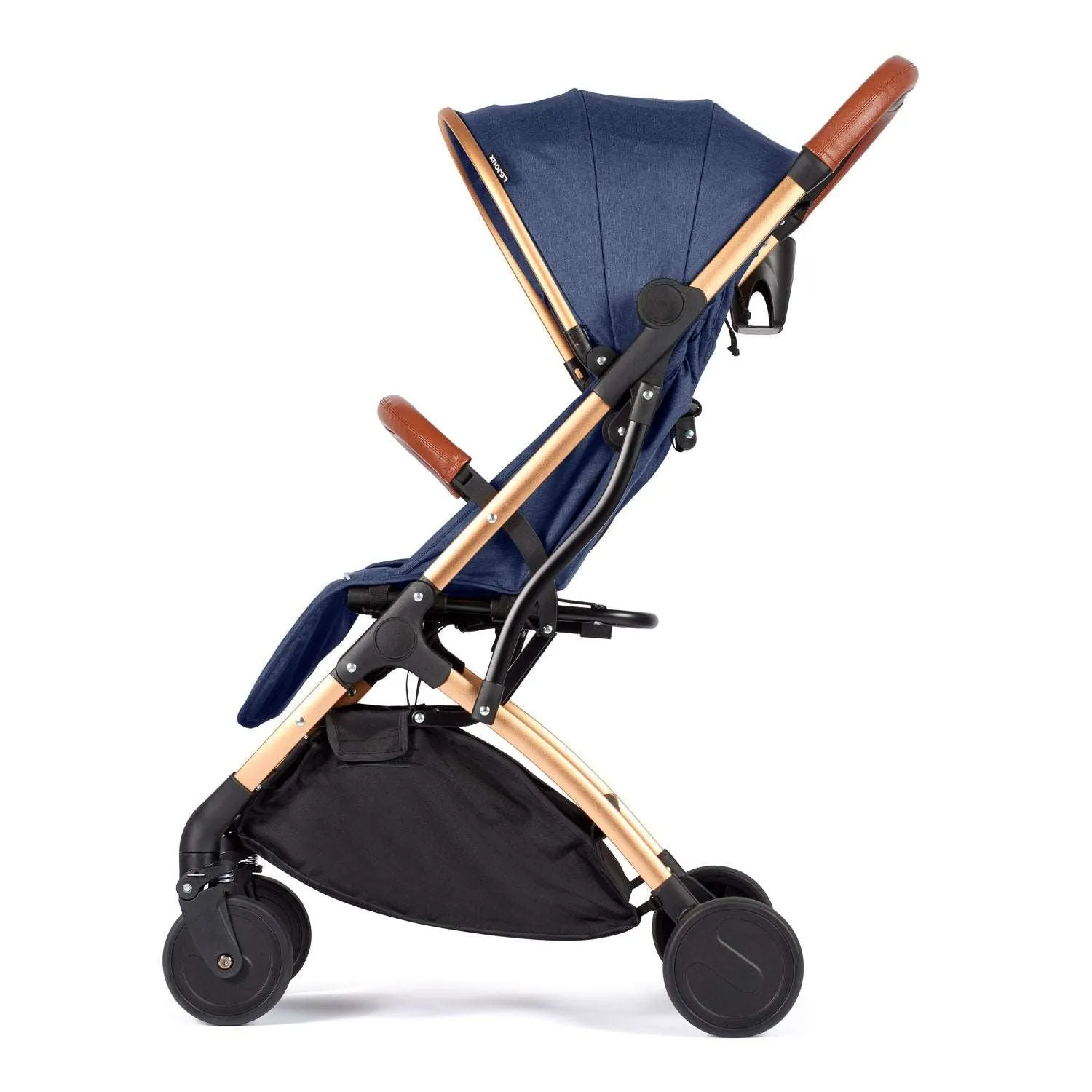 Blue Foldable & Lightweight Pram Bundle With Breathable Cushion & Bag Clips