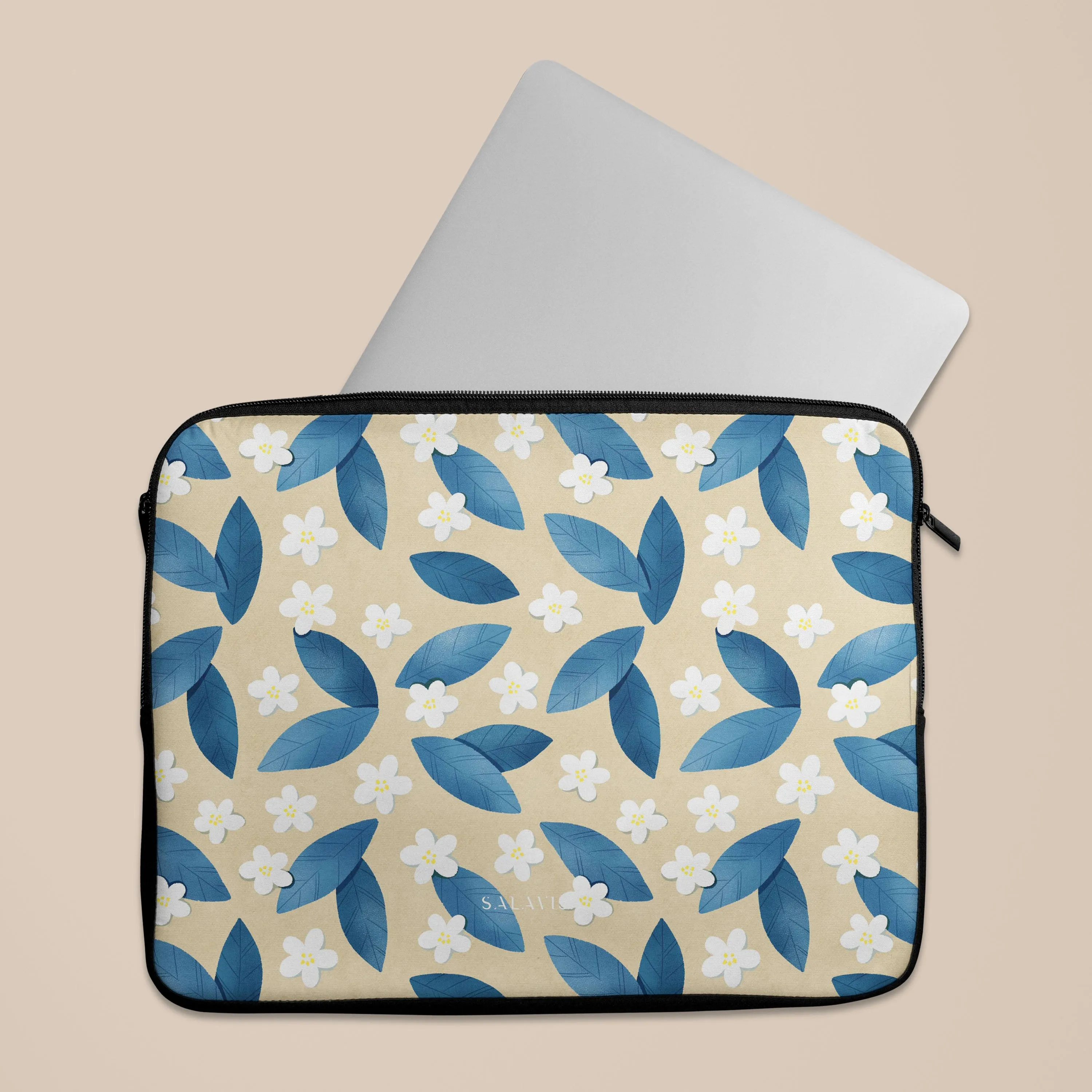 Blue Leafs Laptop Sleeve