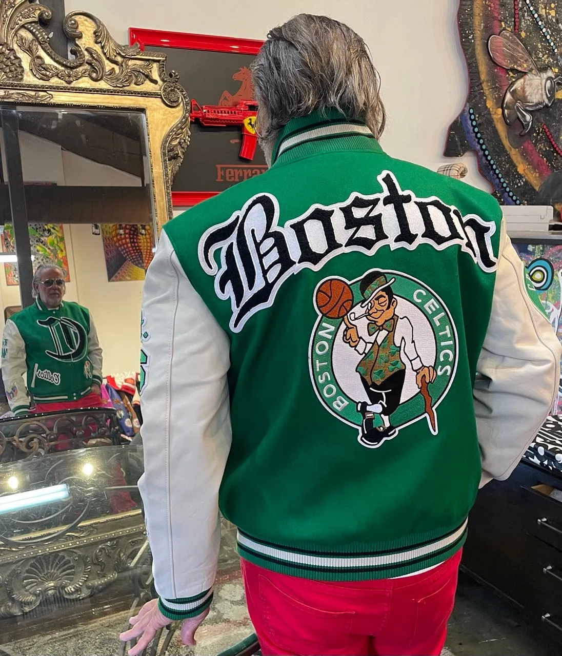 BOSTON CELTICS WOOL & LEATHER VARSITY JACKET