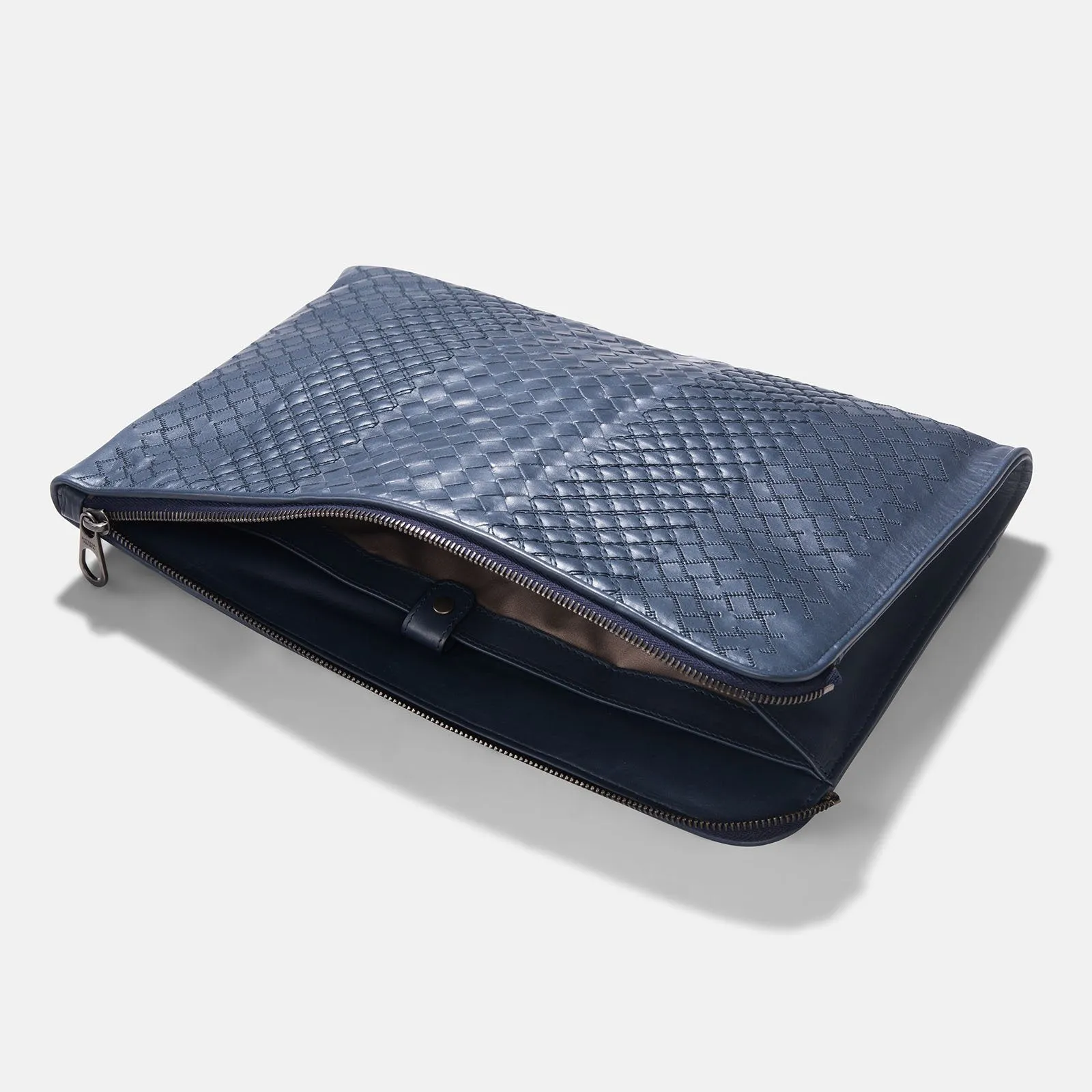 Bottega Veneta Blue Woven Leather Document Case