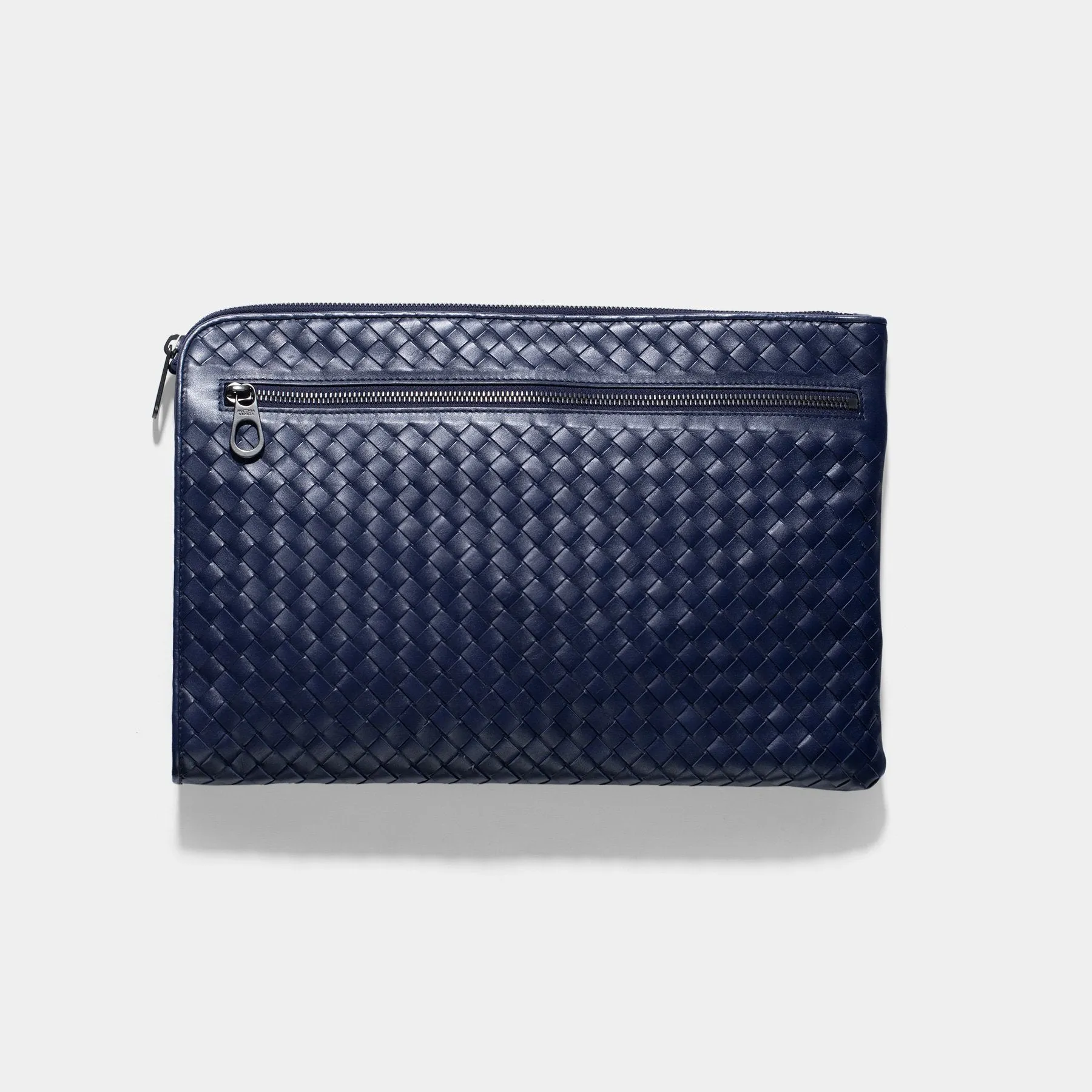 BOTTEGA VENETA DARK PURPLE INTRECCIATO DOCUMENT CASE