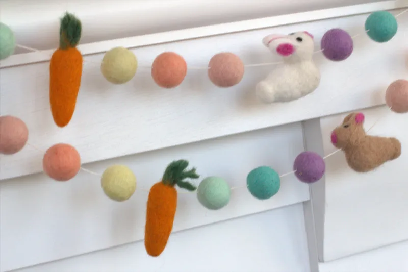 Bunny & Carrot Easter Garland- Bright Colors