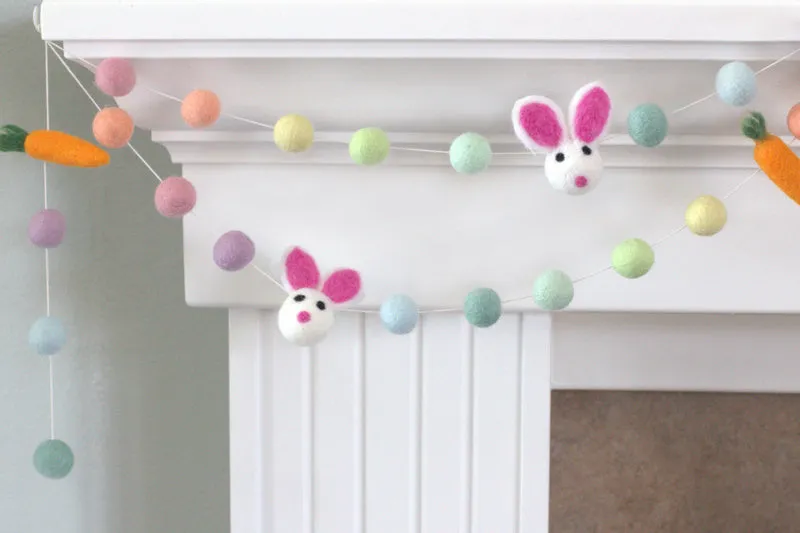 Bunny & Carrot Easter Garland- Pastel Rainbow