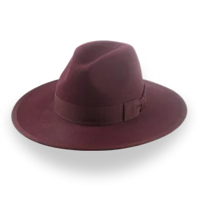 Burgundy Flat Brim Fedora in Elegant Fur Felt | The Taylor