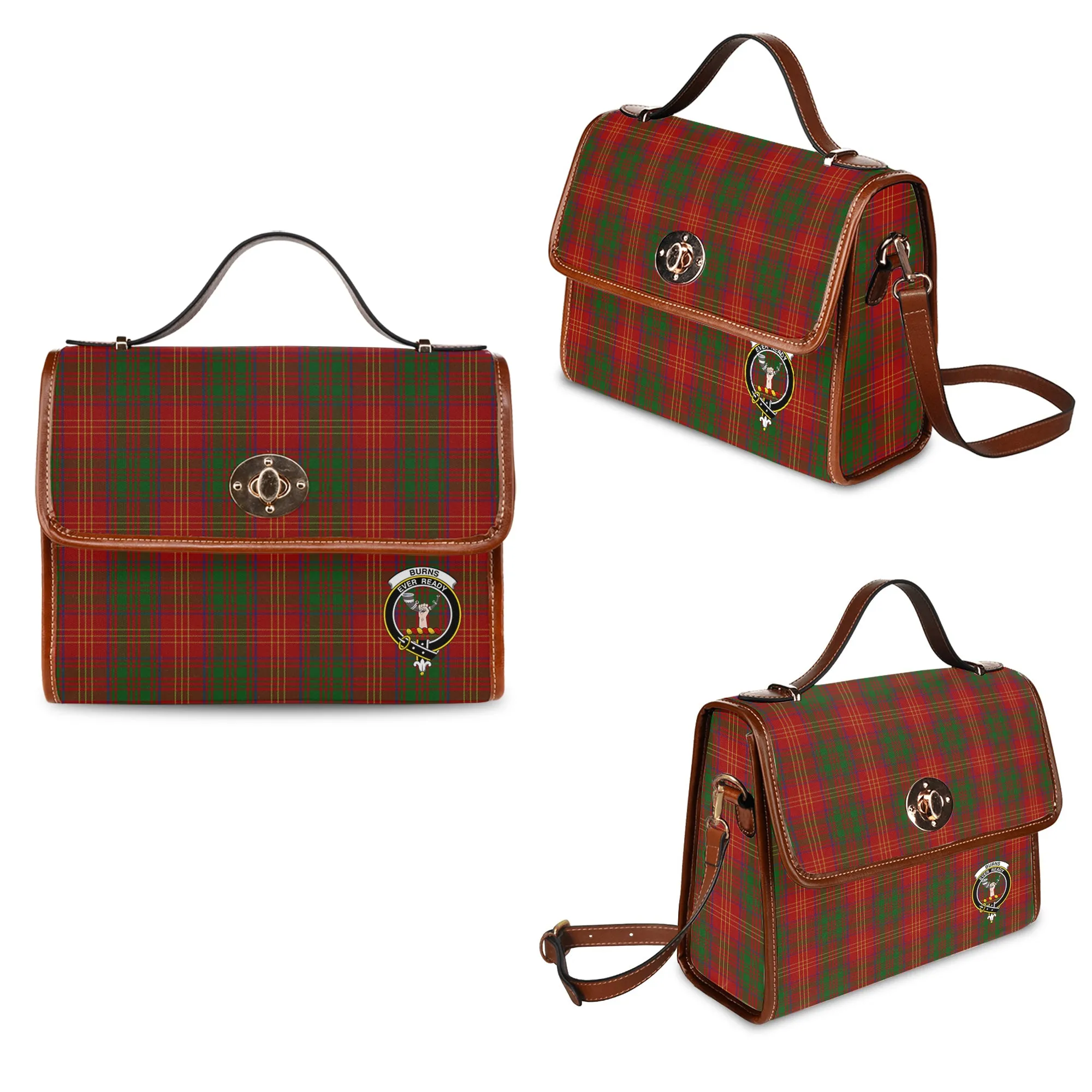 Burns Tartan Waterproof Canvas Bag with Family Crest