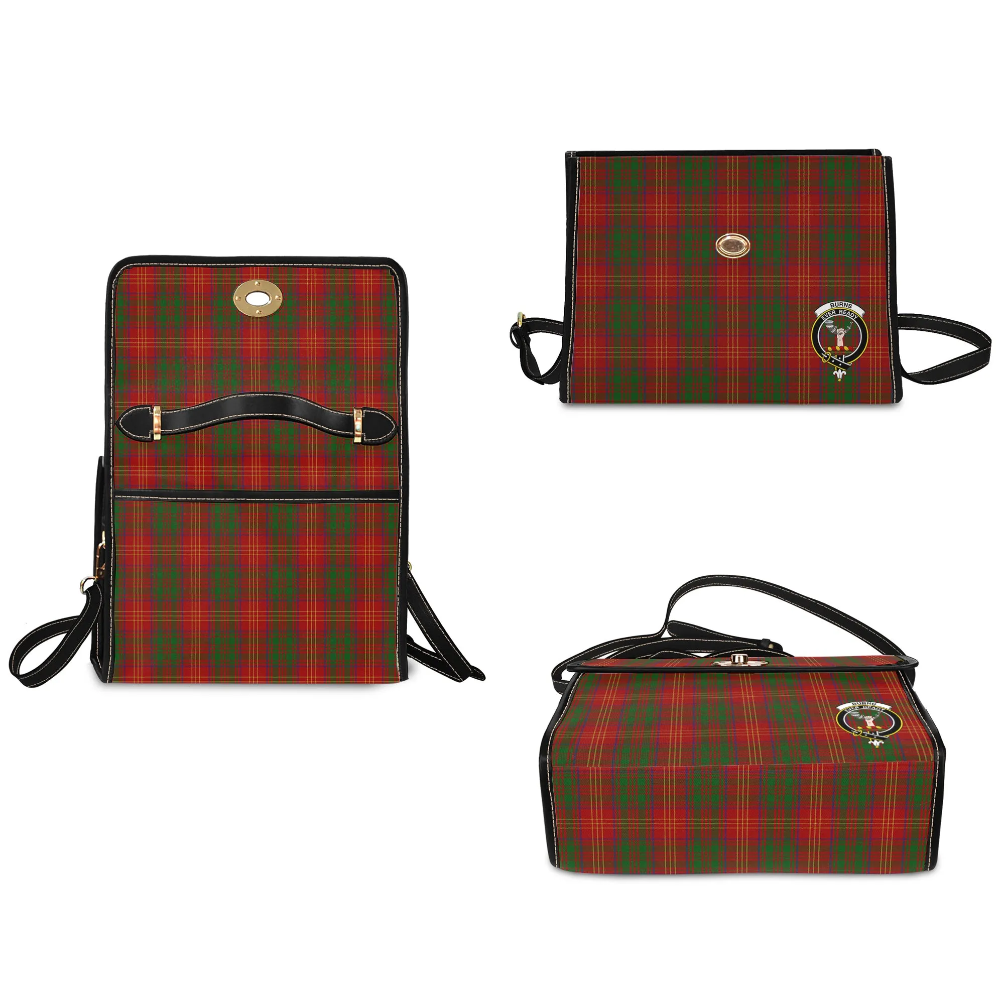 Burns Tartan Waterproof Canvas Bag with Family Crest