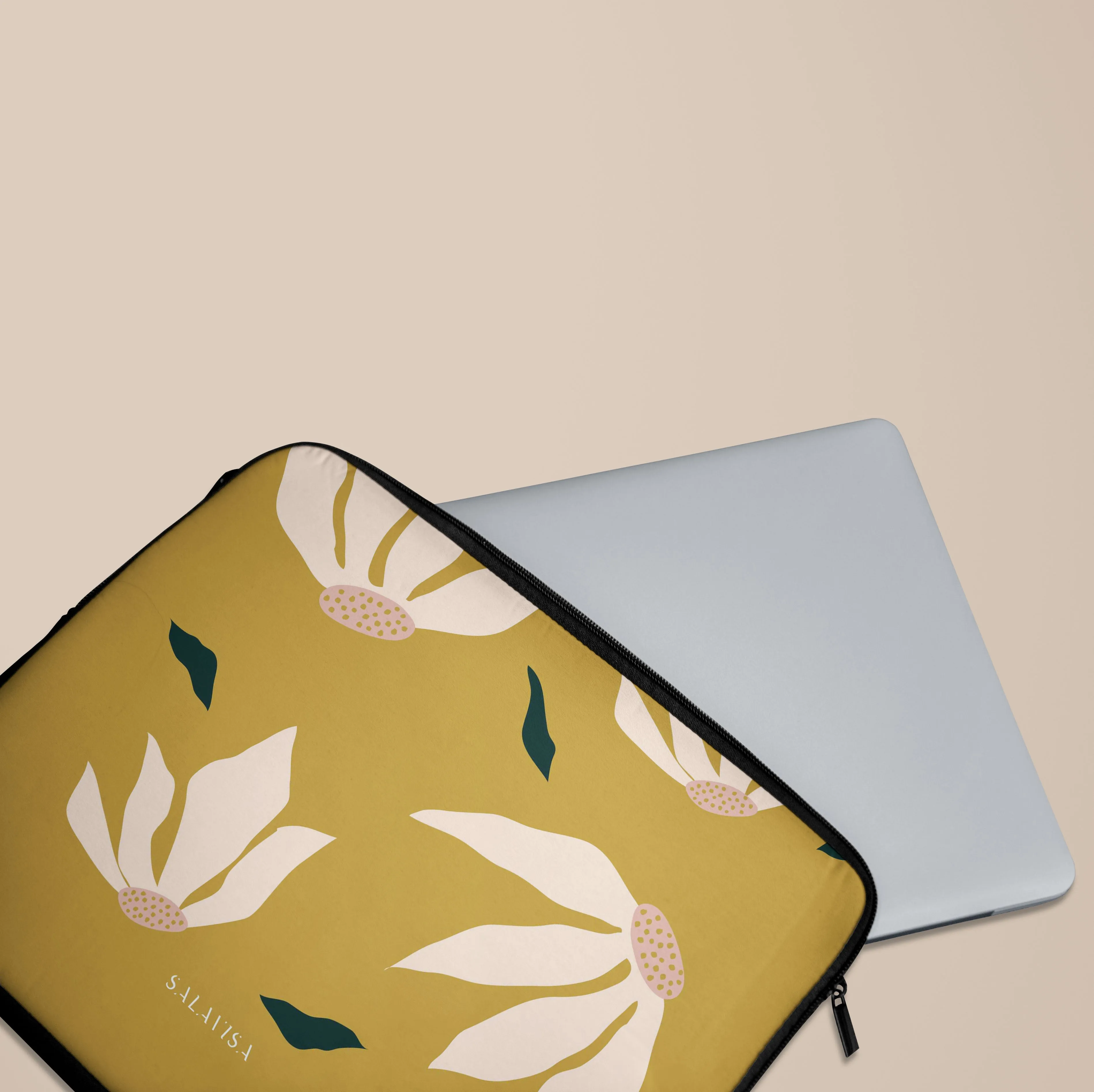 Burnt Yellow Flowers Laptop Sleeve