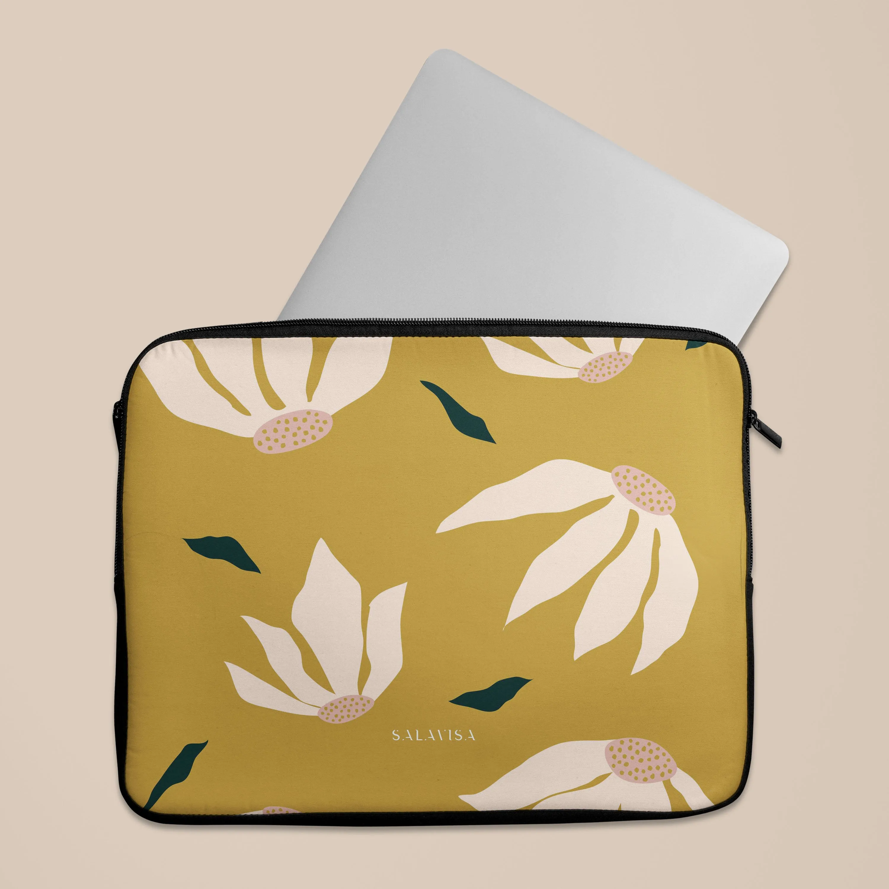 Burnt Yellow Flowers Laptop Sleeve