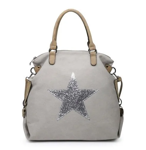 Canvas Star Bag - Light Grey