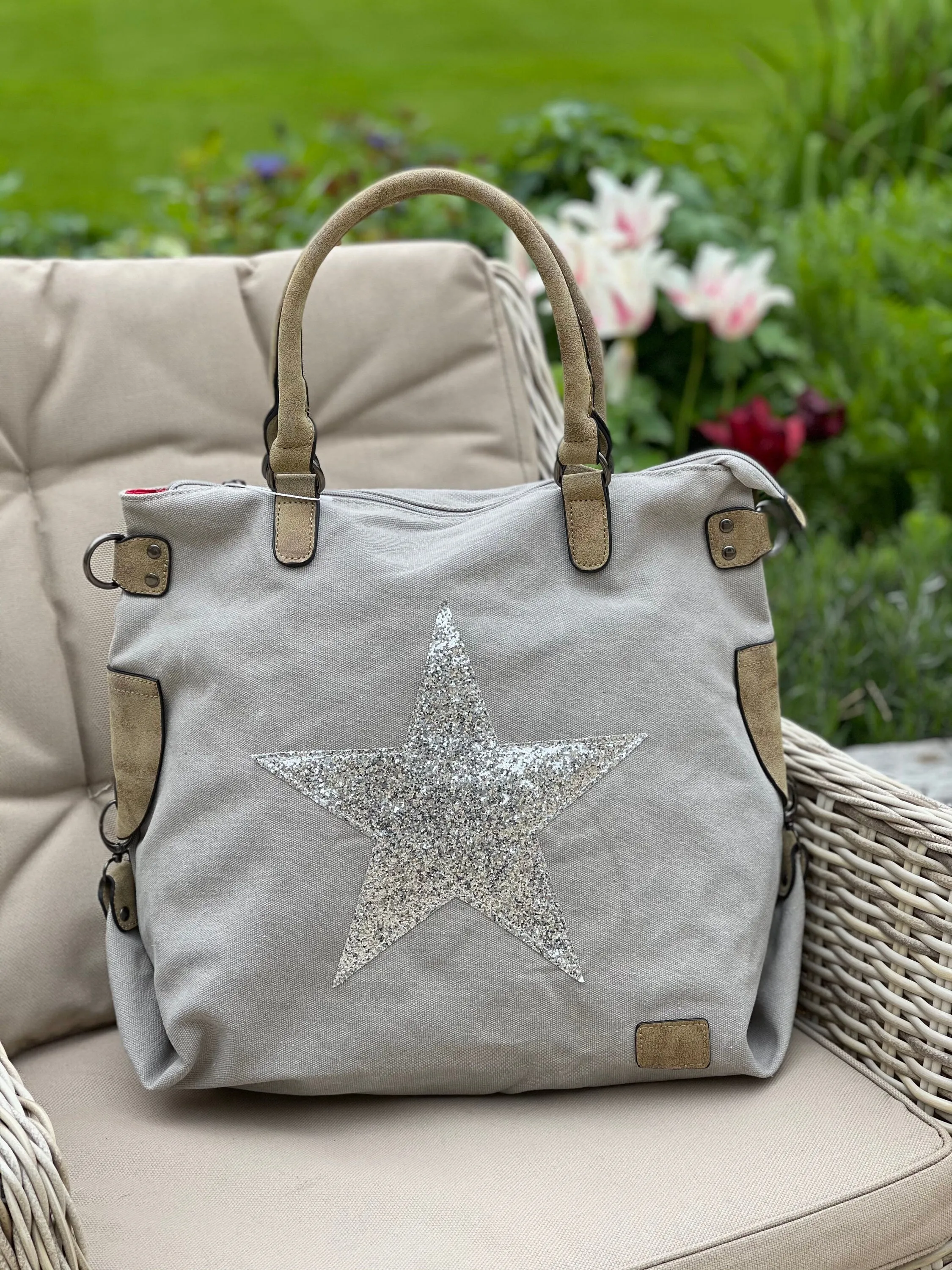 Canvas Star Bag - Light Grey