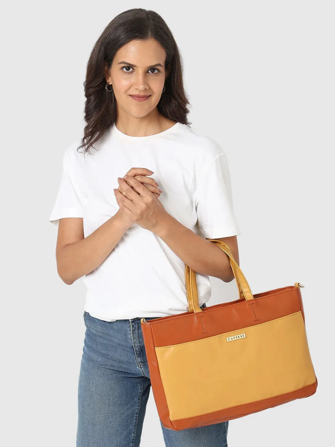 Caprese Ollie Laptop Satchel Large Tan