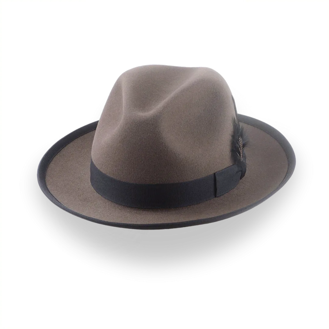 Caribou Grey Wide Brim Fedora Hat For Men in Premium Fur Felt | The Thiago