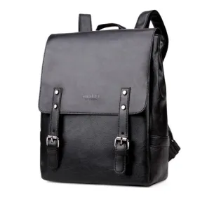 Casual Leather With Magnetic Buckle Backpack