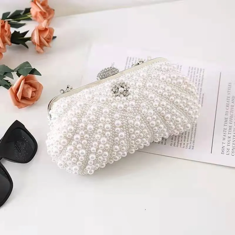 Chic Pearls Party Bag with Diamonds