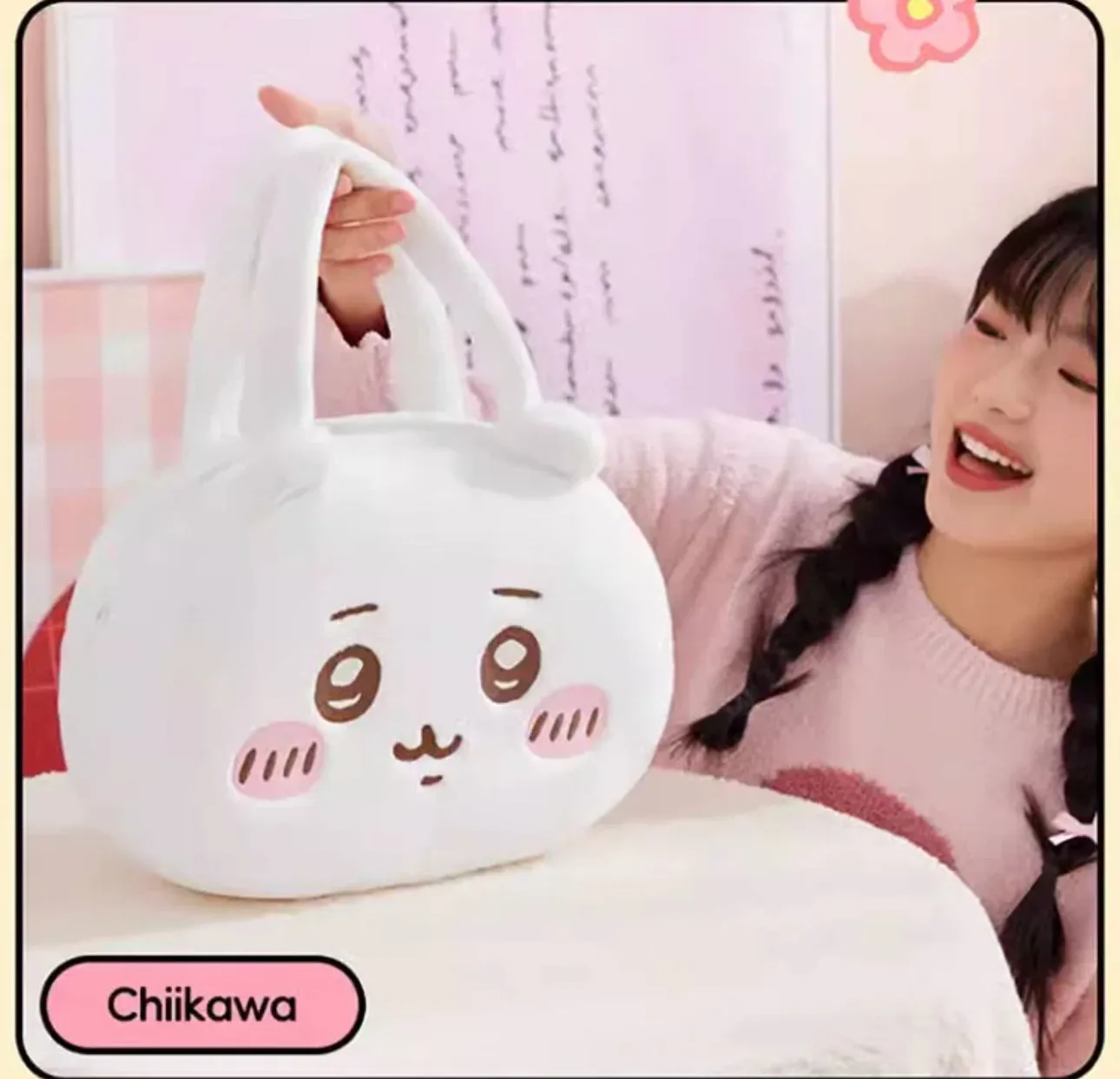 ChiiKawa X Miniso | ChiiKawa Hachiware Usagi Big Head Plush Bag - Kawaii items Room Decoration