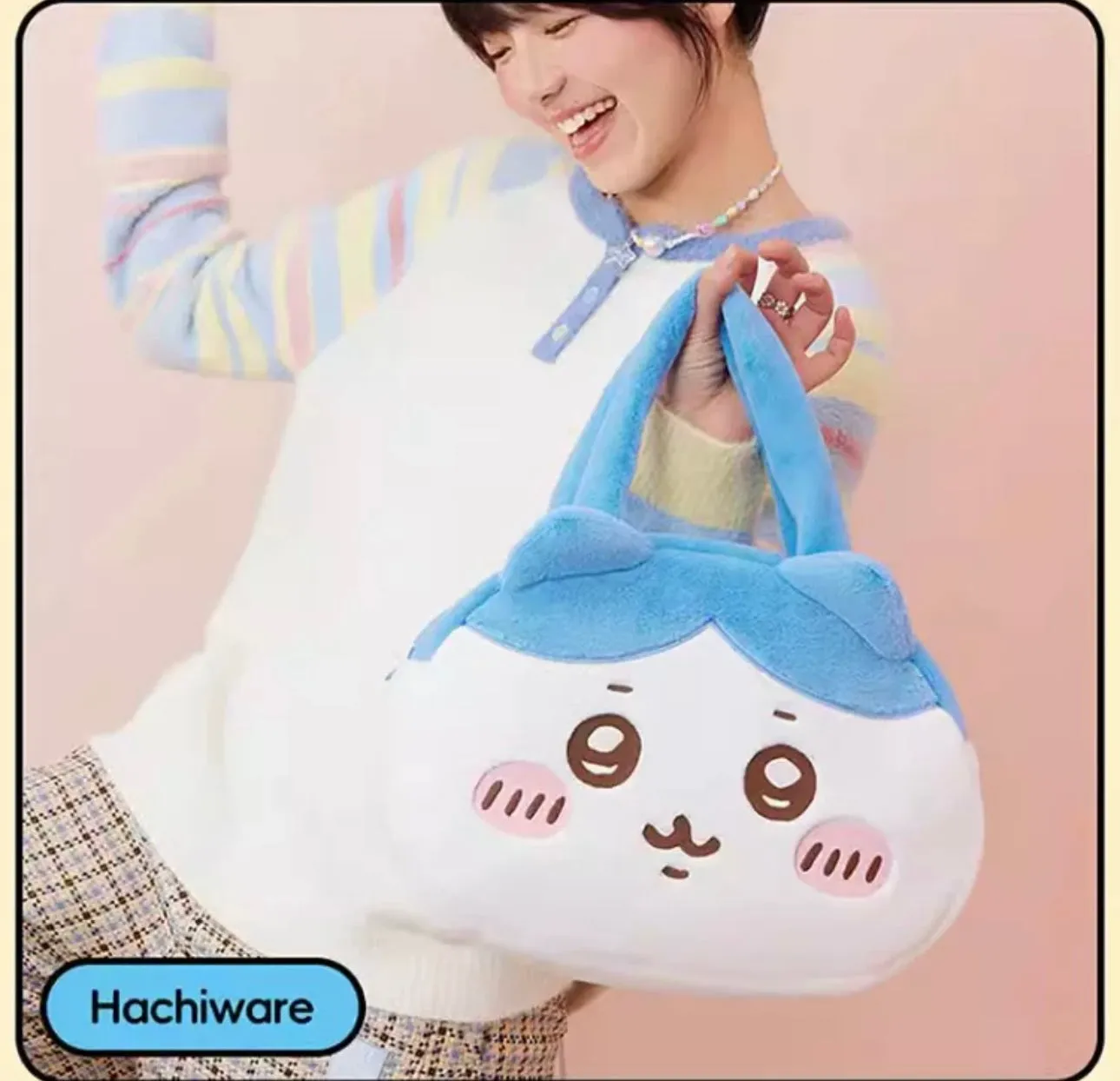 ChiiKawa X Miniso | ChiiKawa Hachiware Usagi Big Head Plush Bag - Kawaii items Room Decoration