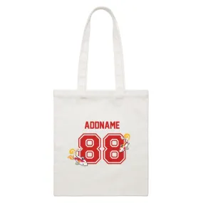 Chinese New Year Lucky 88 Fish Red Pattern Name and Number Accessories Canvas Bag