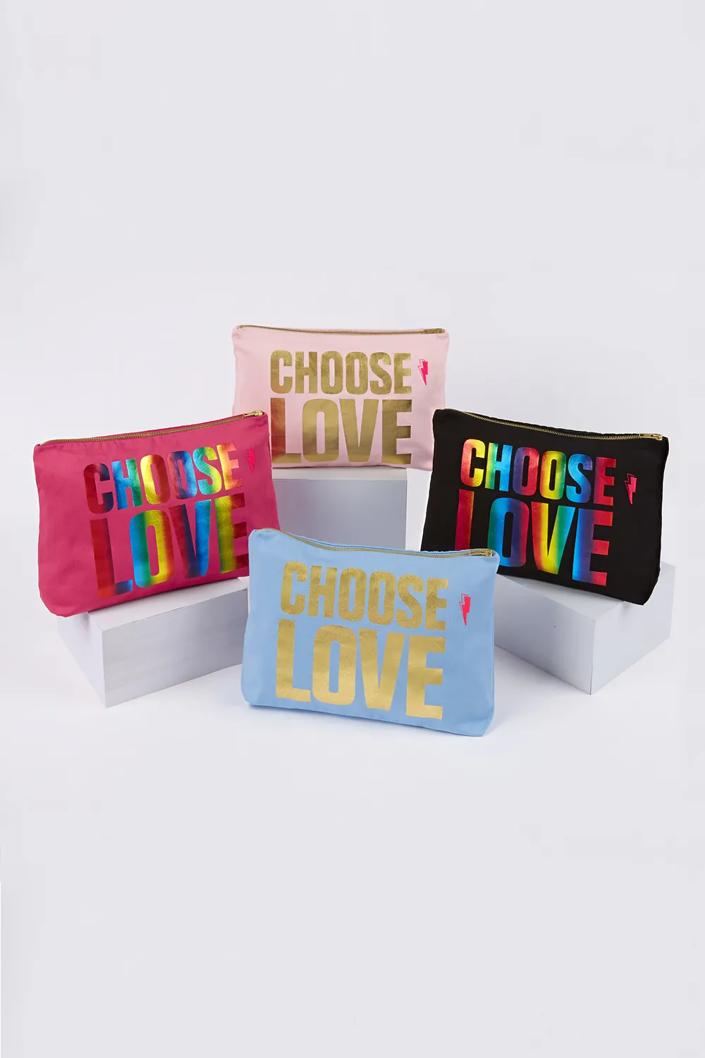 CHOOSE LOVE Pink with Metallic Rainbow Foil Swag Bag