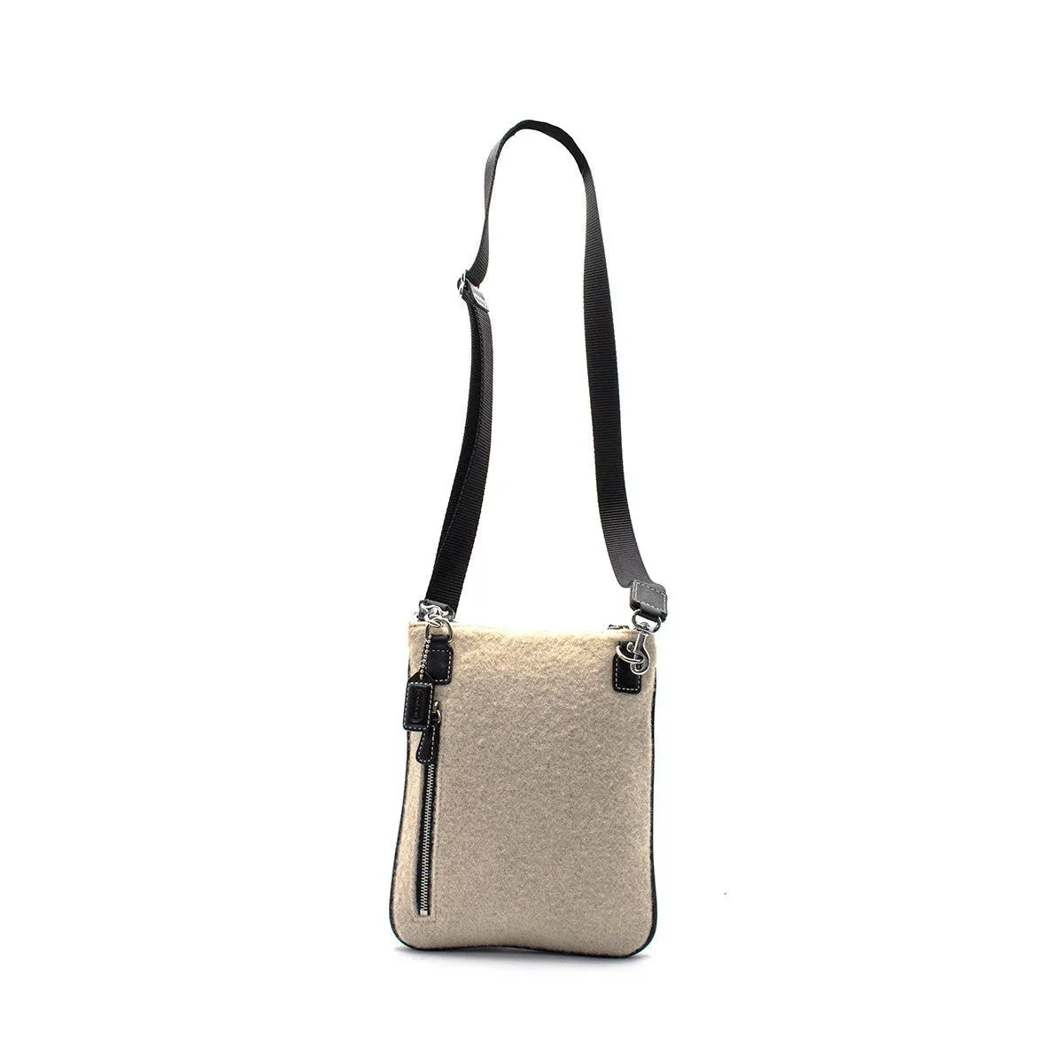 Coach Zip Crossbody Bags Felt Fabric Beige Colour For Men