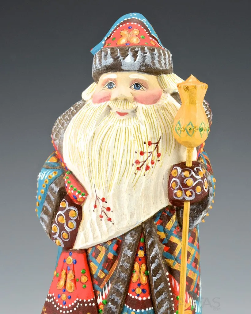 Colorful Turquoise Russian Santa 9.2"