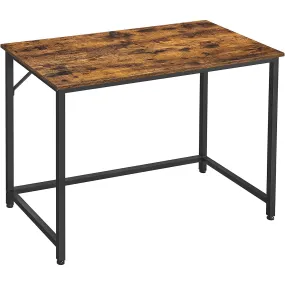 Compact Industrial Computer Desk, Rustic Brown and Black - VASAGLE