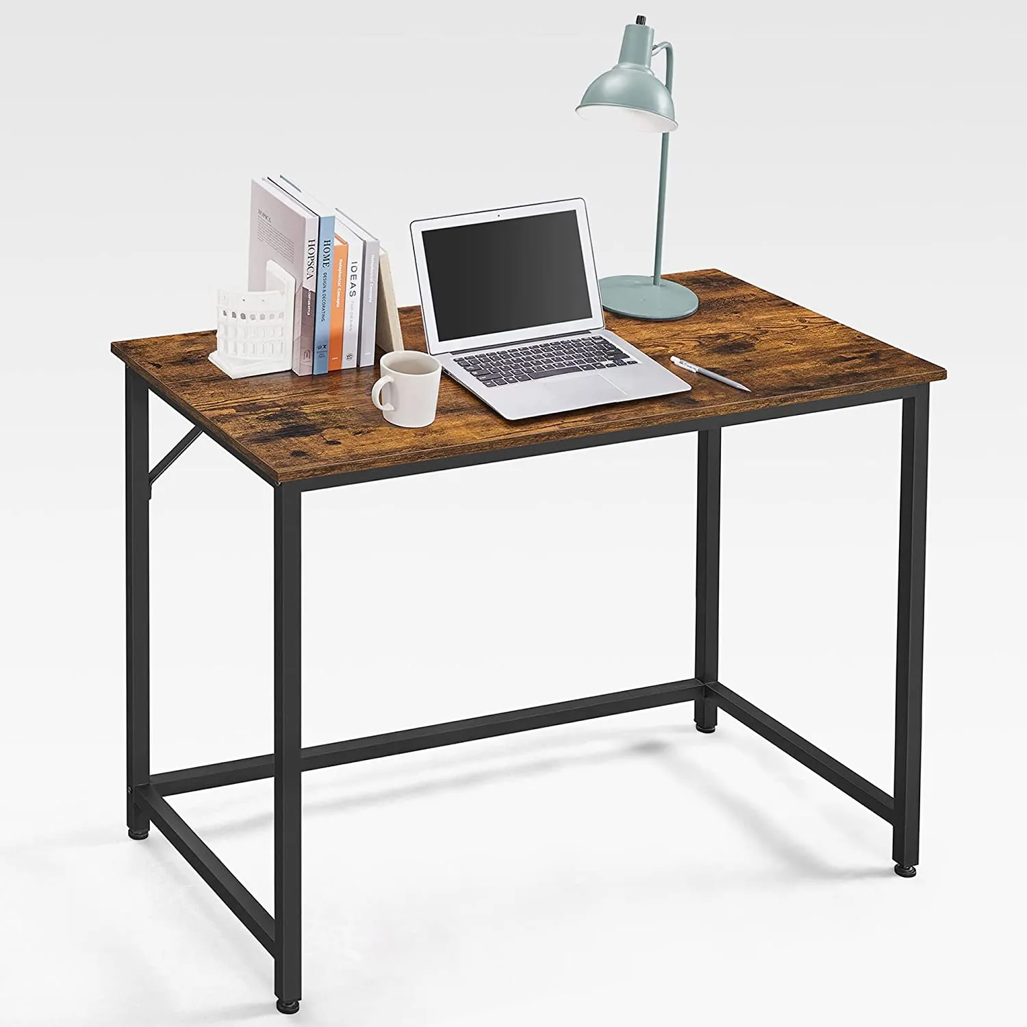 Compact Industrial Computer Desk, Rustic Brown and Black - VASAGLE