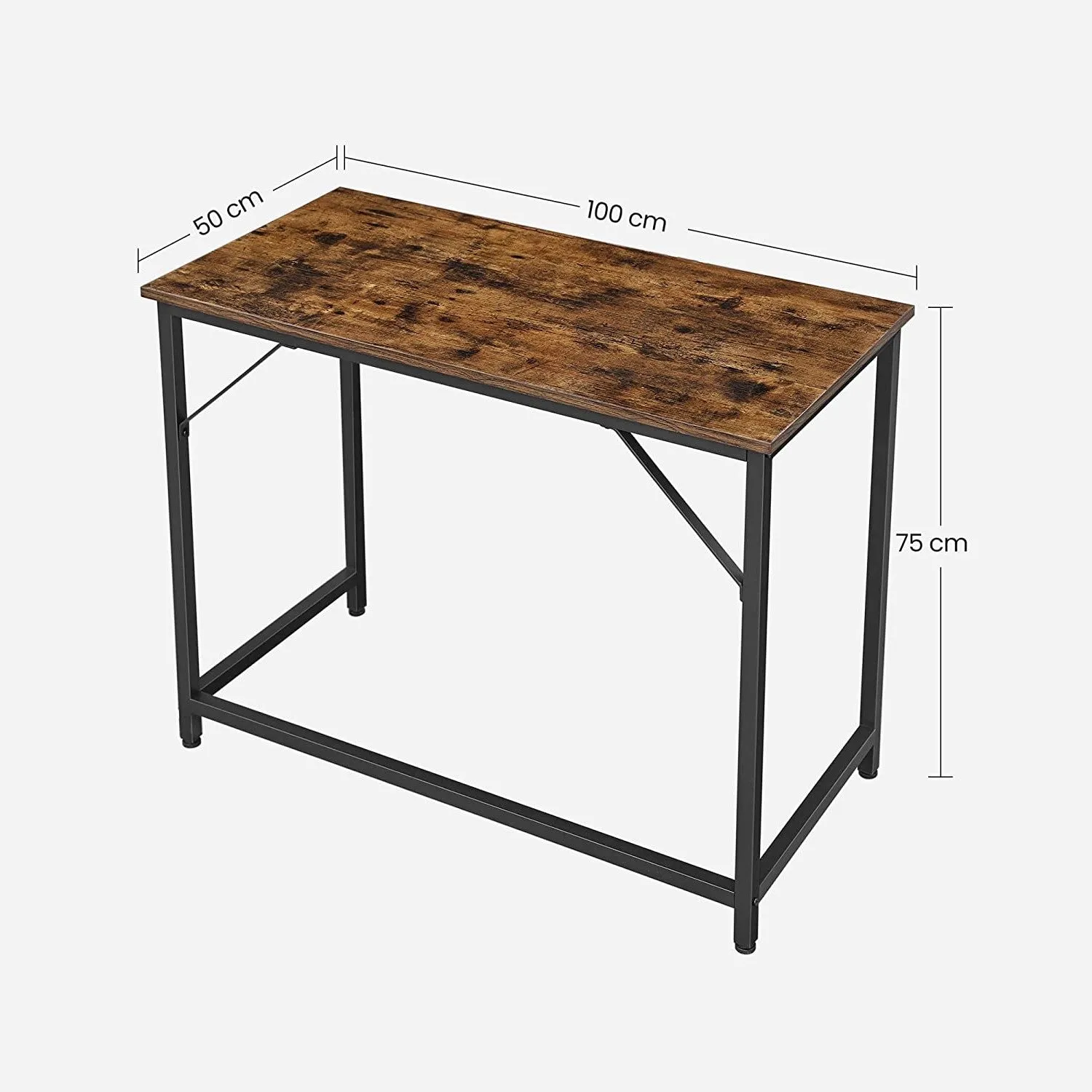 Compact Industrial Computer Desk, Rustic Brown and Black - VASAGLE