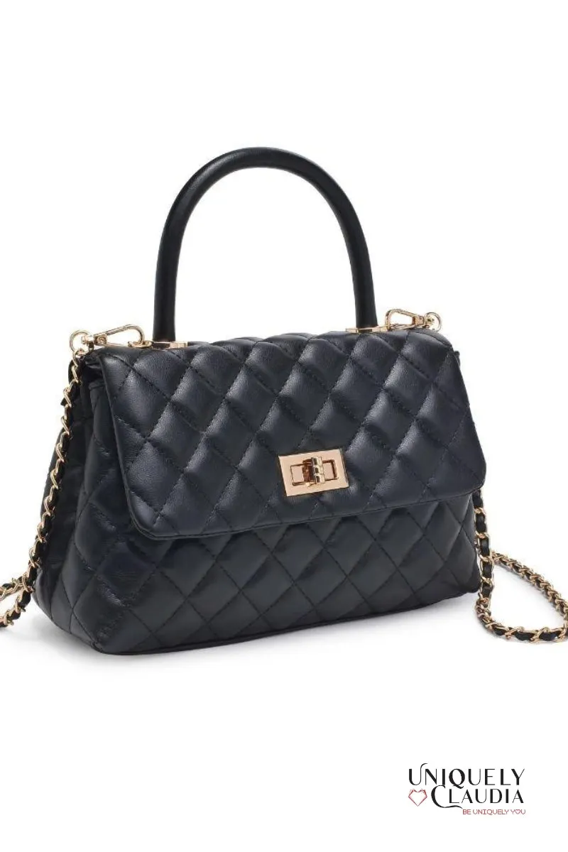 Cordelia Quilted Black Crossbody Bag