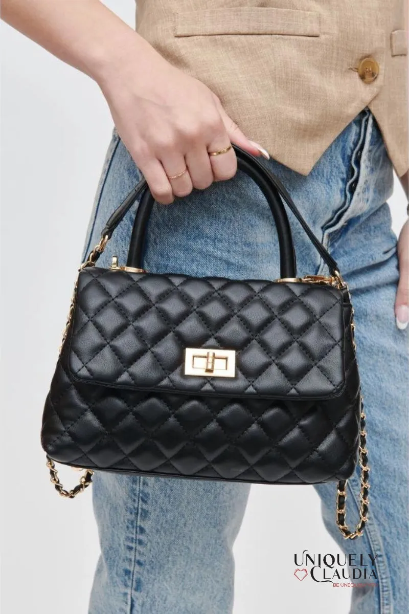 Cordelia Quilted Black Crossbody Bag