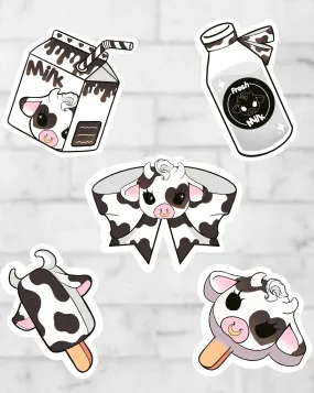 Cow vinyl sticker set of 5 laptop/decals available in 7 colors