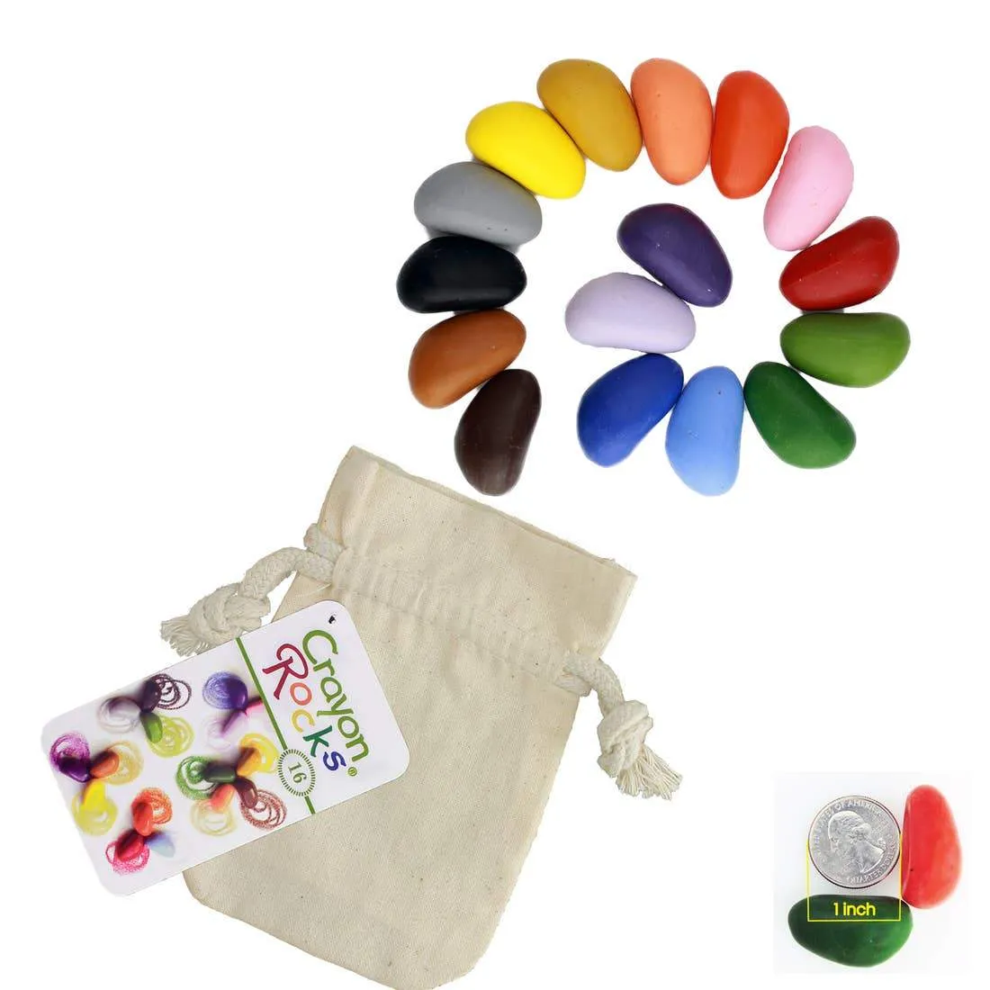 Crayon Rocks - Set of 16 Colors in a Muslin Bag