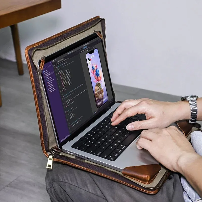 Crazy Horse Genuine Leather Laptop Bag for Macbookair 13.3