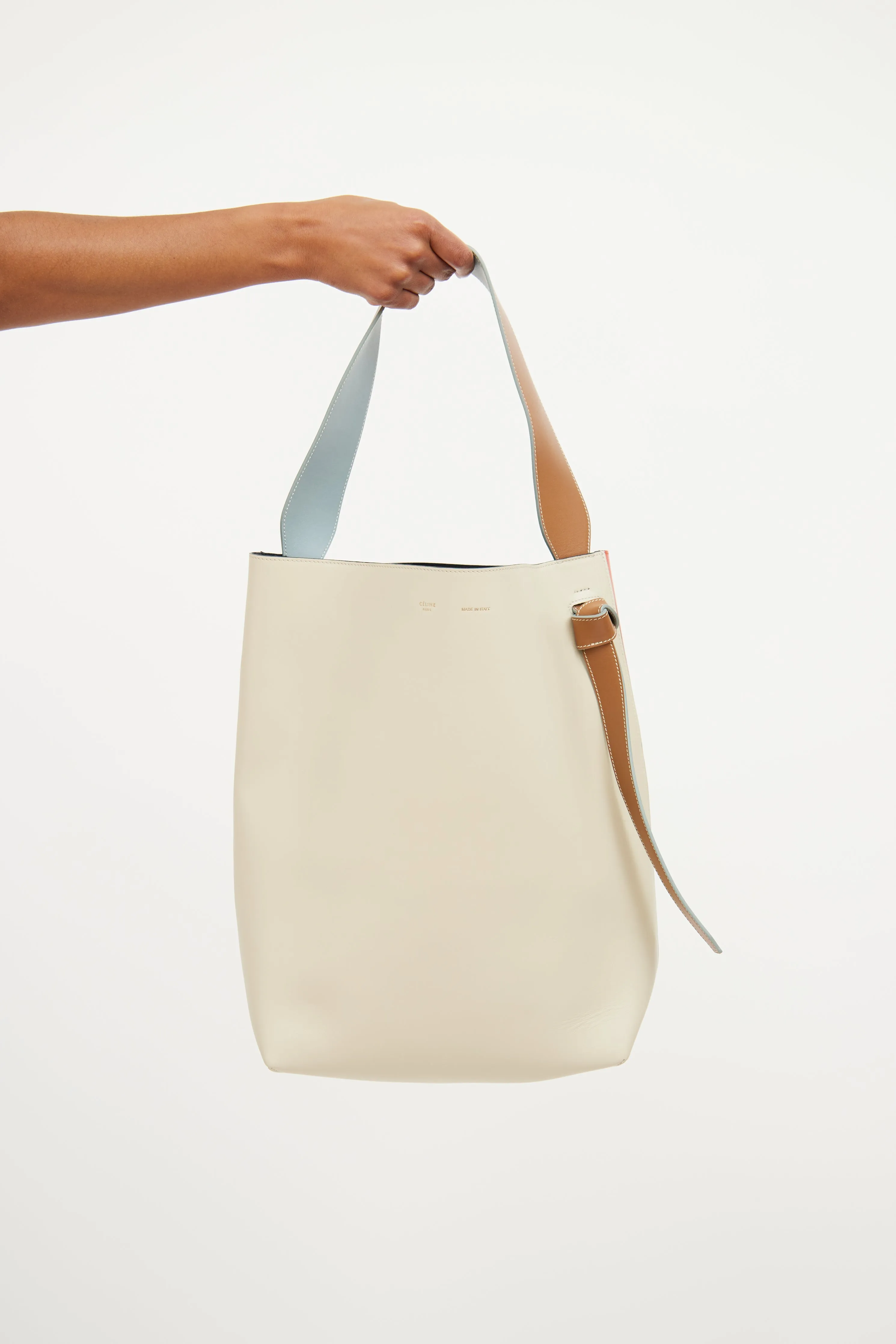 Cream Tri Colour Twisted Cabas Tote Bag