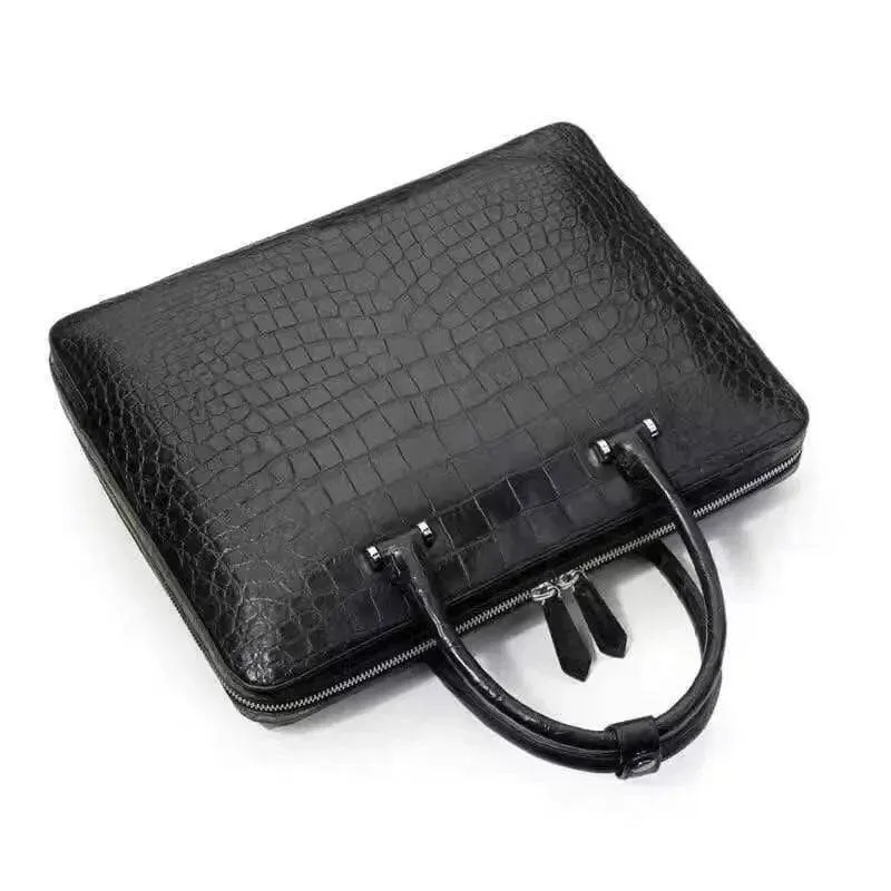 Crocodile Leather Briefcase Black