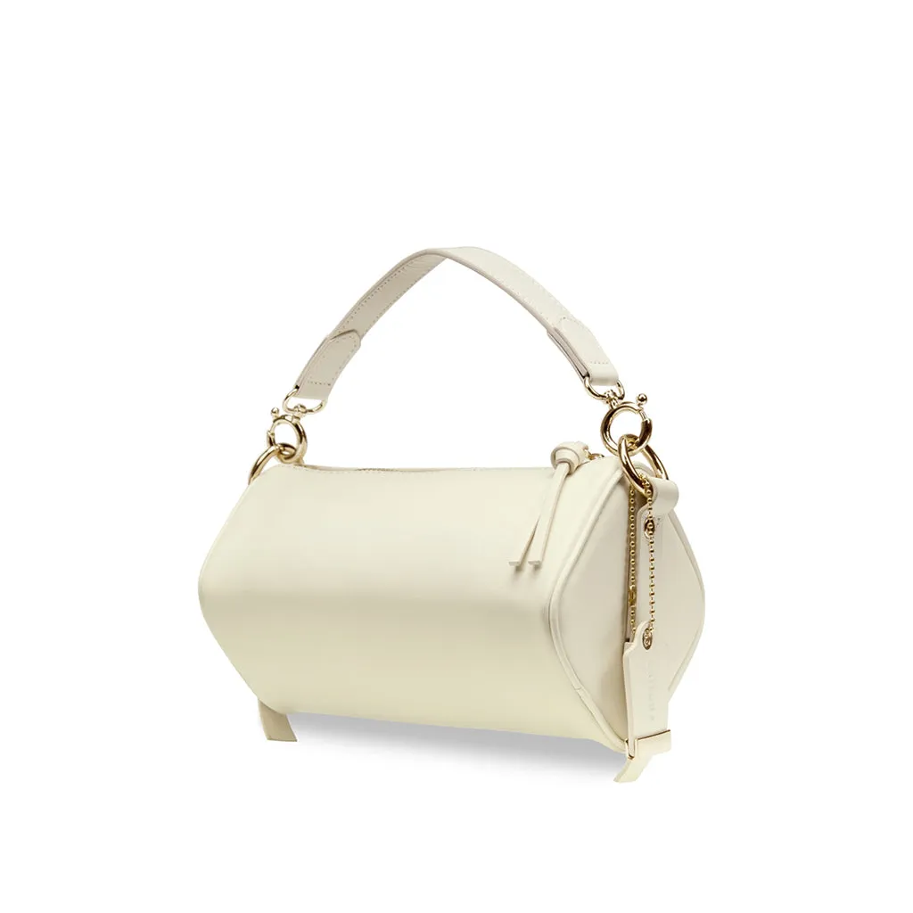 Cuboid Top Handle Crossbody Bag - White