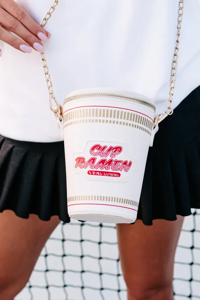 Cup Of Cuteness Ramen Cup Crossbody Bag (White)