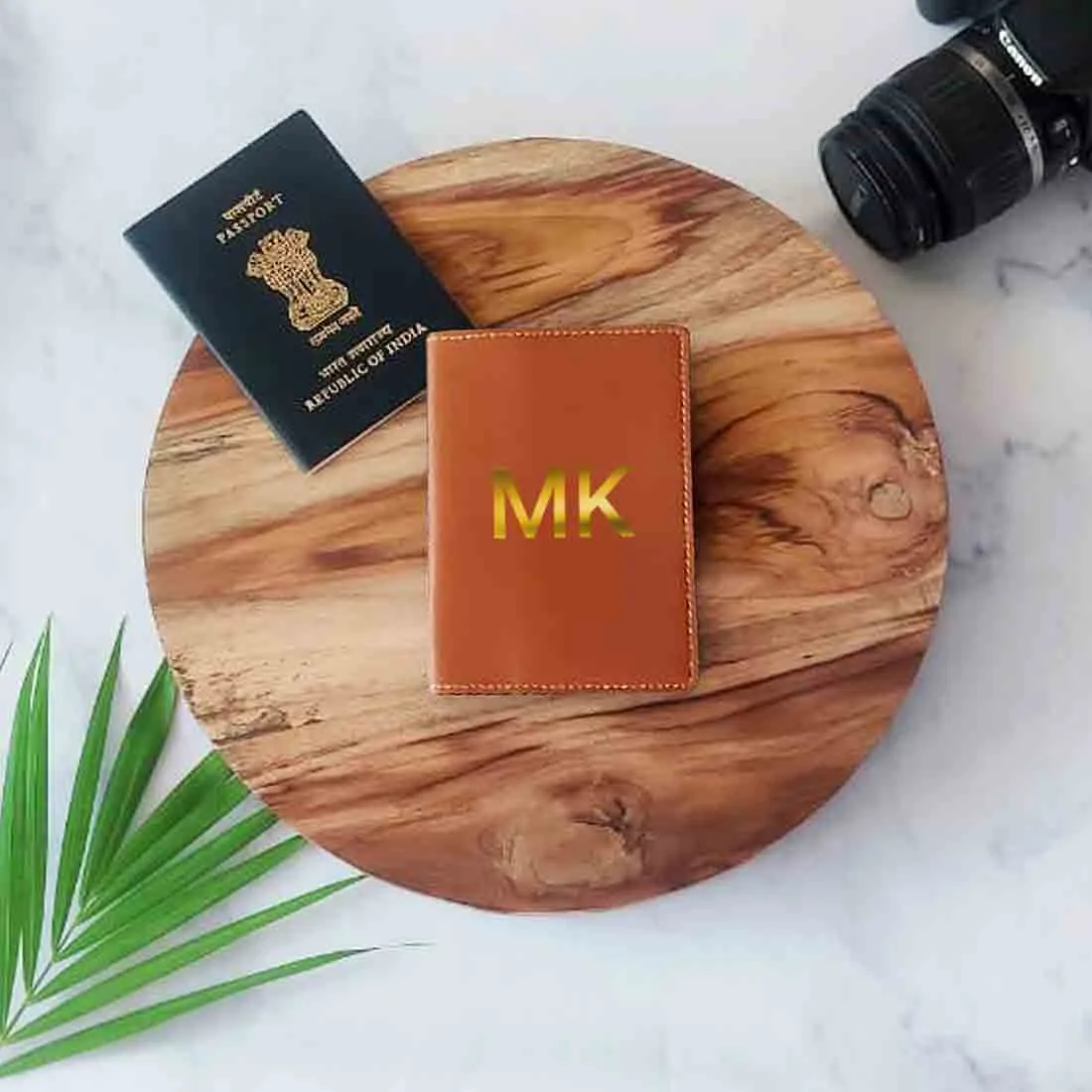 Custom Passport Wallet Vegan Leather for Men & Women - Initials