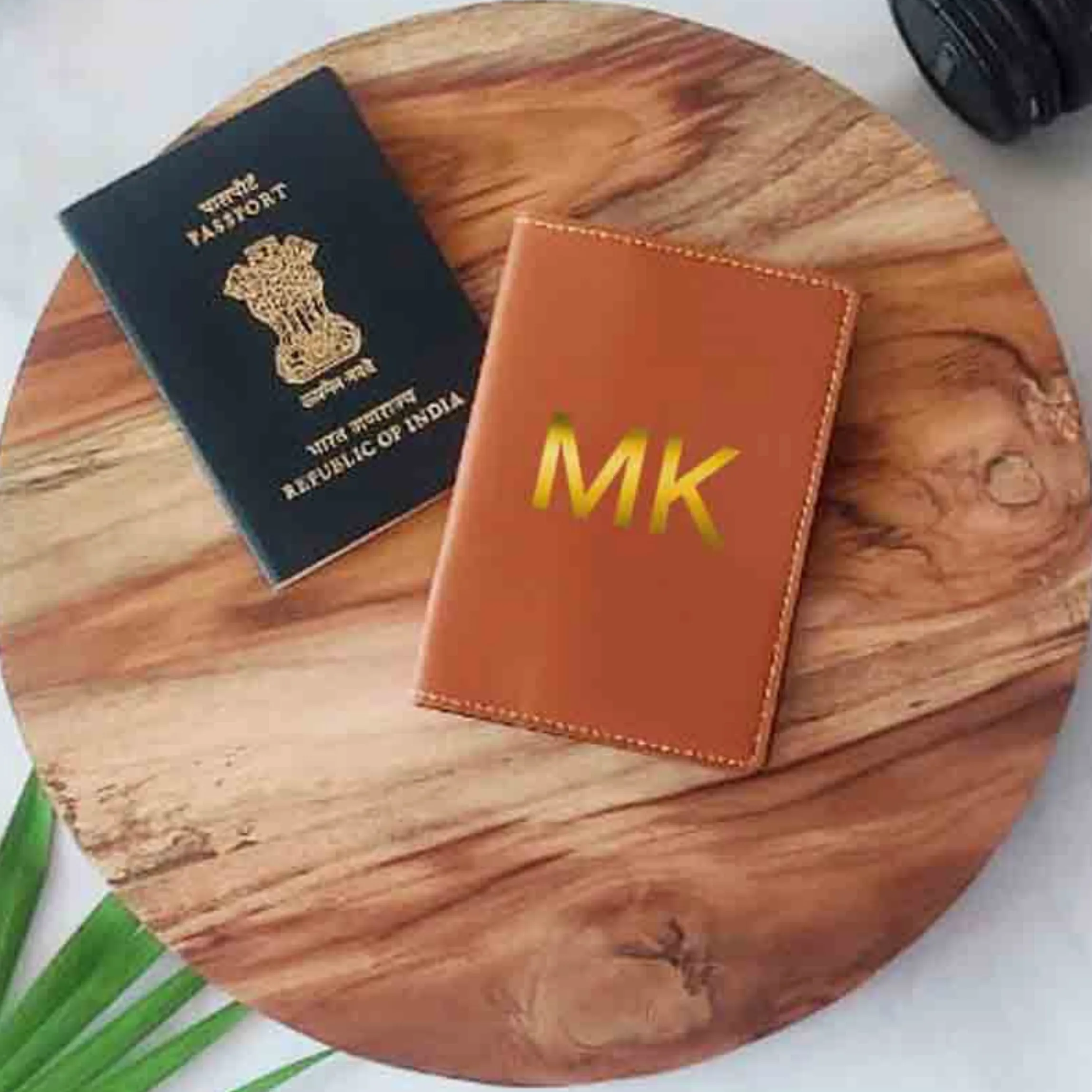 Custom Passport Wallet Vegan Leather for Men & Women - Initials