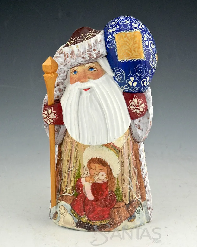 Cute and Nicely Detailed Russian Santa with Girl and Rabbits