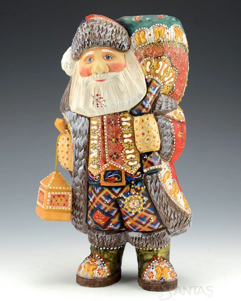 Decorative Russian Santa with Lantern 10"