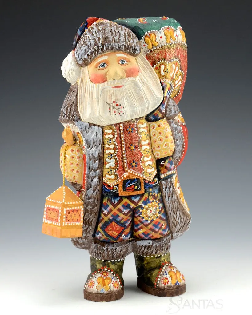 Decorative Russian Santa with Lantern 10"