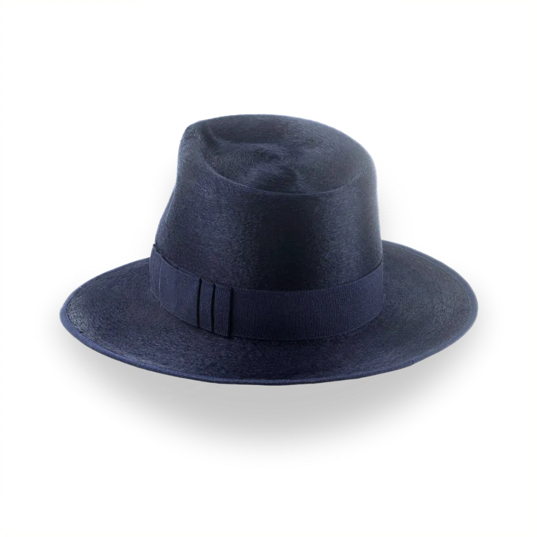 Denim Blue Luxurious Silk Finish Fedora for Men | The Zephyr