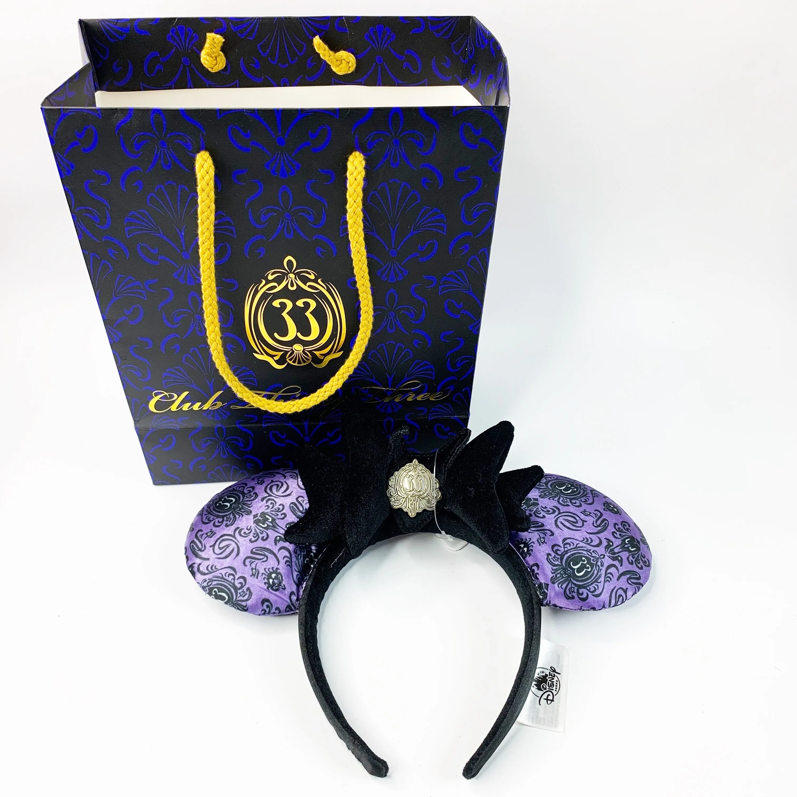 Disney Club 33 Haunted Mansion 50th Anniversary Minnie Mouse Ears   Bag