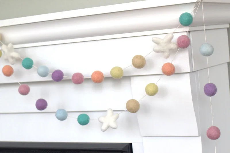 Easter Spring Felt Ball & Star Garland