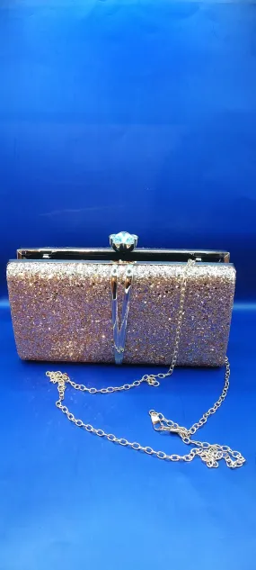 Elegant Rose Gold Sparkling Evening Clutch Purse